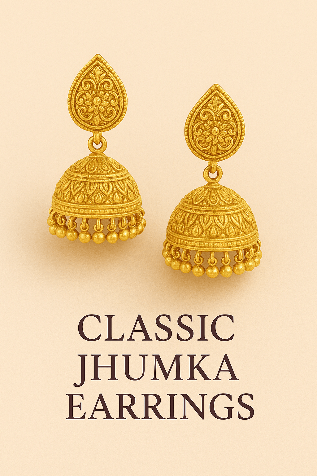 Traditional handcrafted gold jhumka earrings - Pakkarath Jewellery
